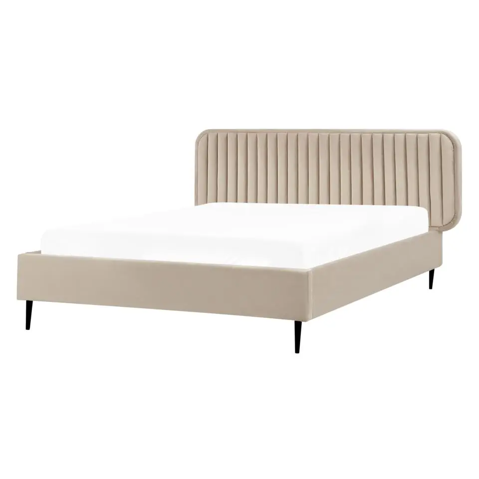 BRIN - Tweepersoonsbed - Taupe - 140 x 200 cm - Fluweel