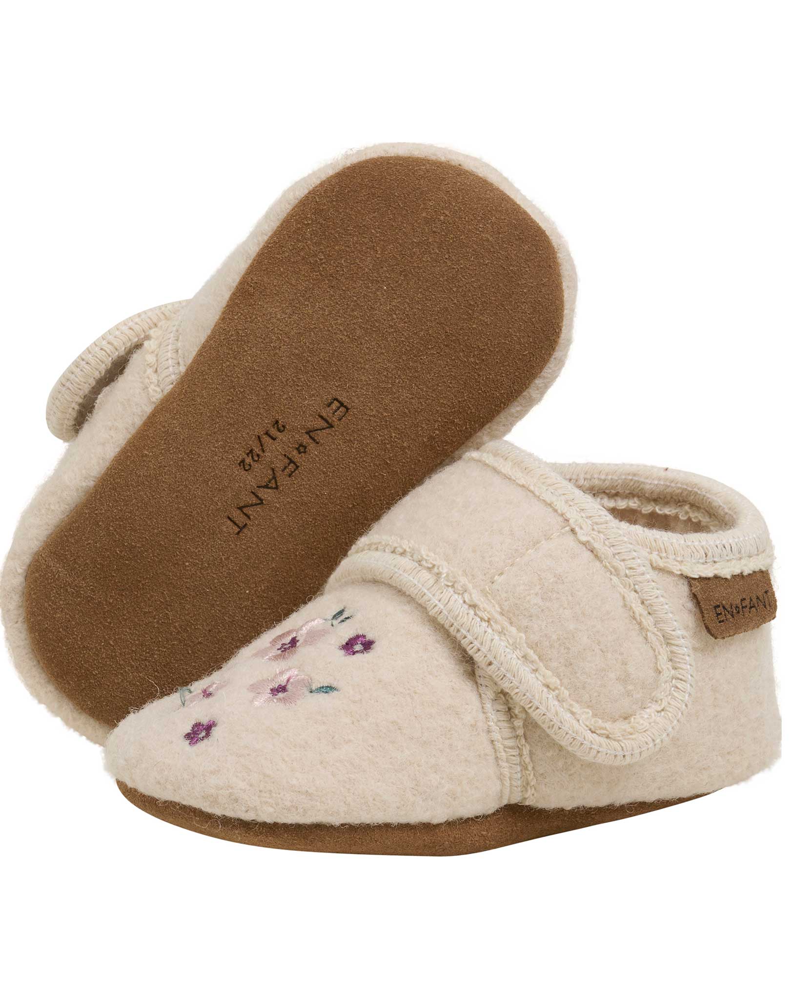 Klett-Hausschuhe WOOL BLUMEN in sandshell