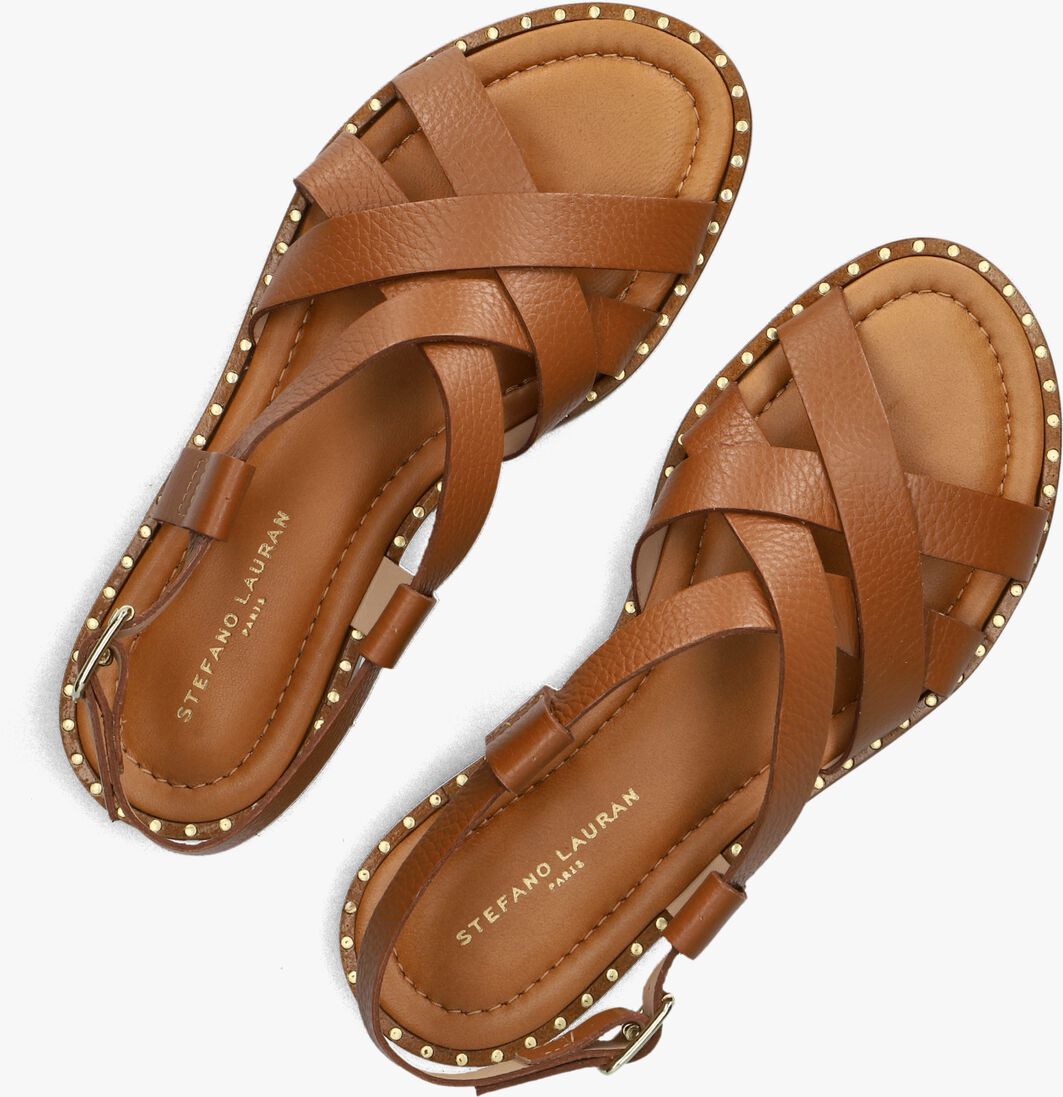 cognac stefano lauran platte sandalen 22757