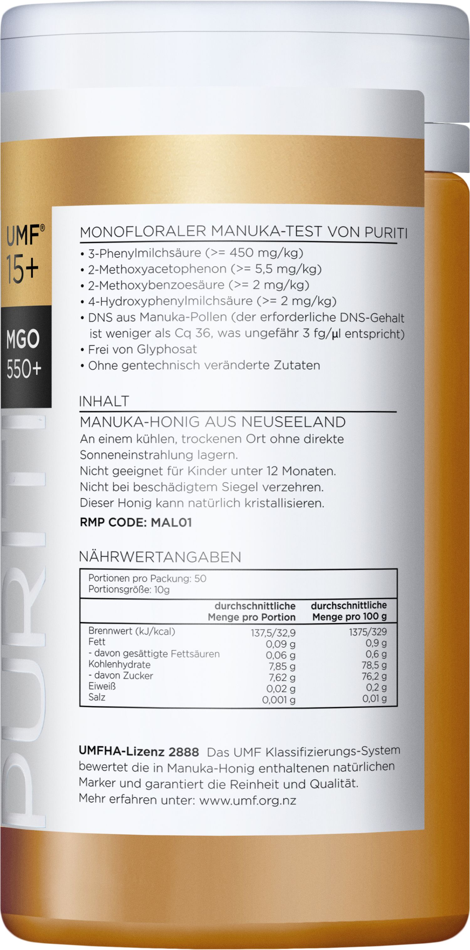 Manuka-Honig MGO 550+ 500g aus Neuseeland