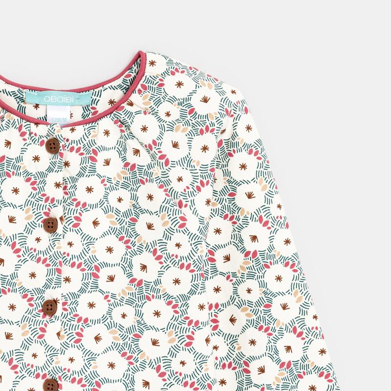 Gilet en molleton fleuri vert bébé fille Vert