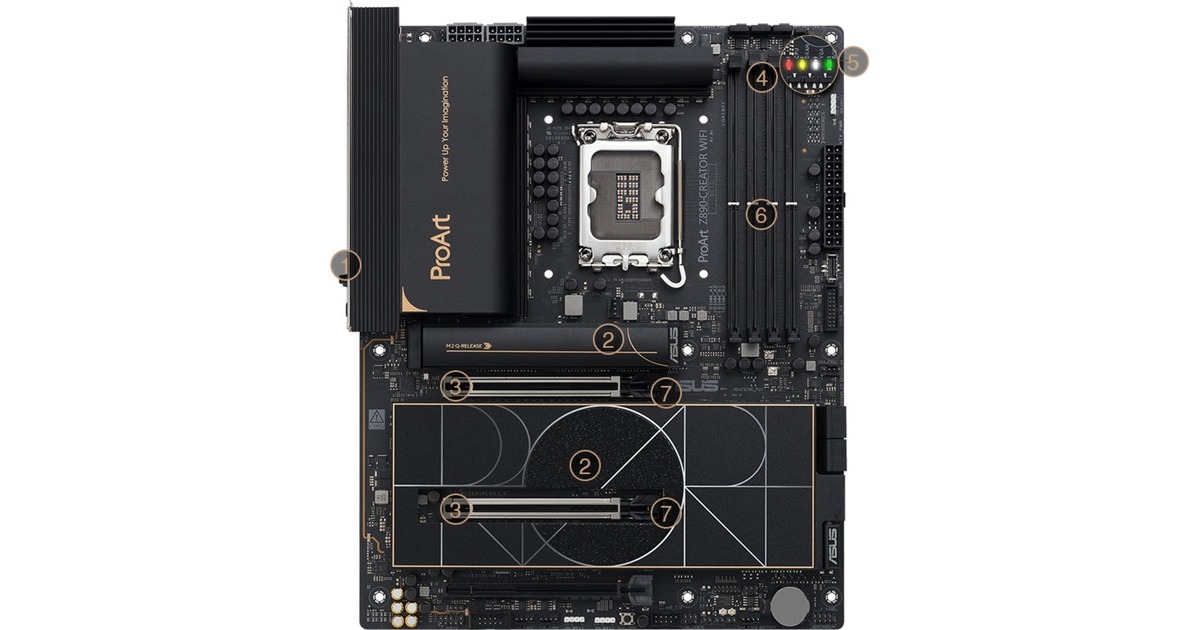 ASUSProArt Z890-CREATOR WIFI socket 1851 moederbord  (RAID, 2.5Gb-LAN, 10Gb-LAN, Wi-Fi 7, BT, Sound, ATX)
