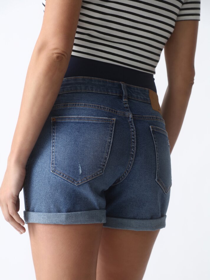 Shorts jeans para gestantes - Azul escuro