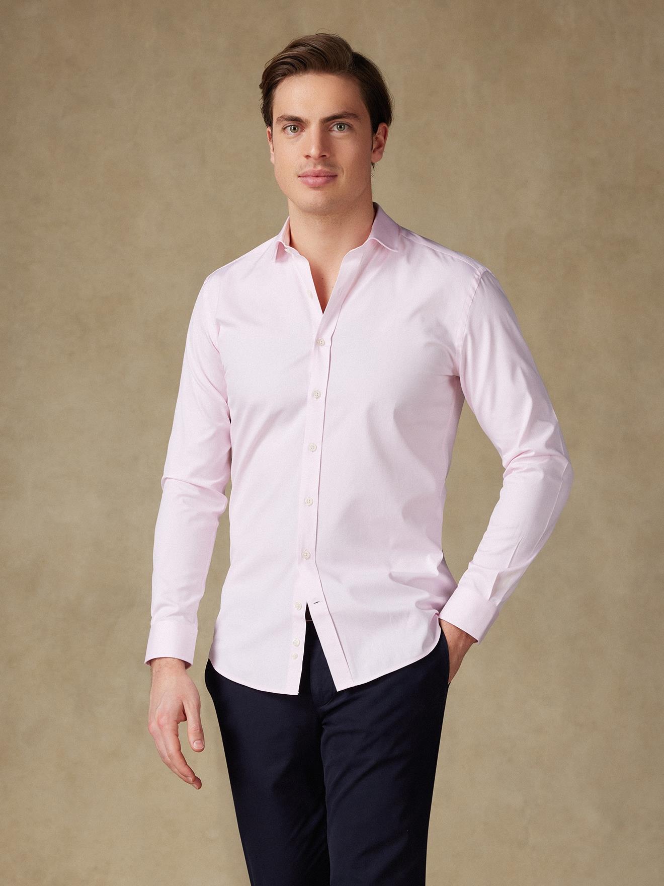 Chemise cintrée en pin point rose