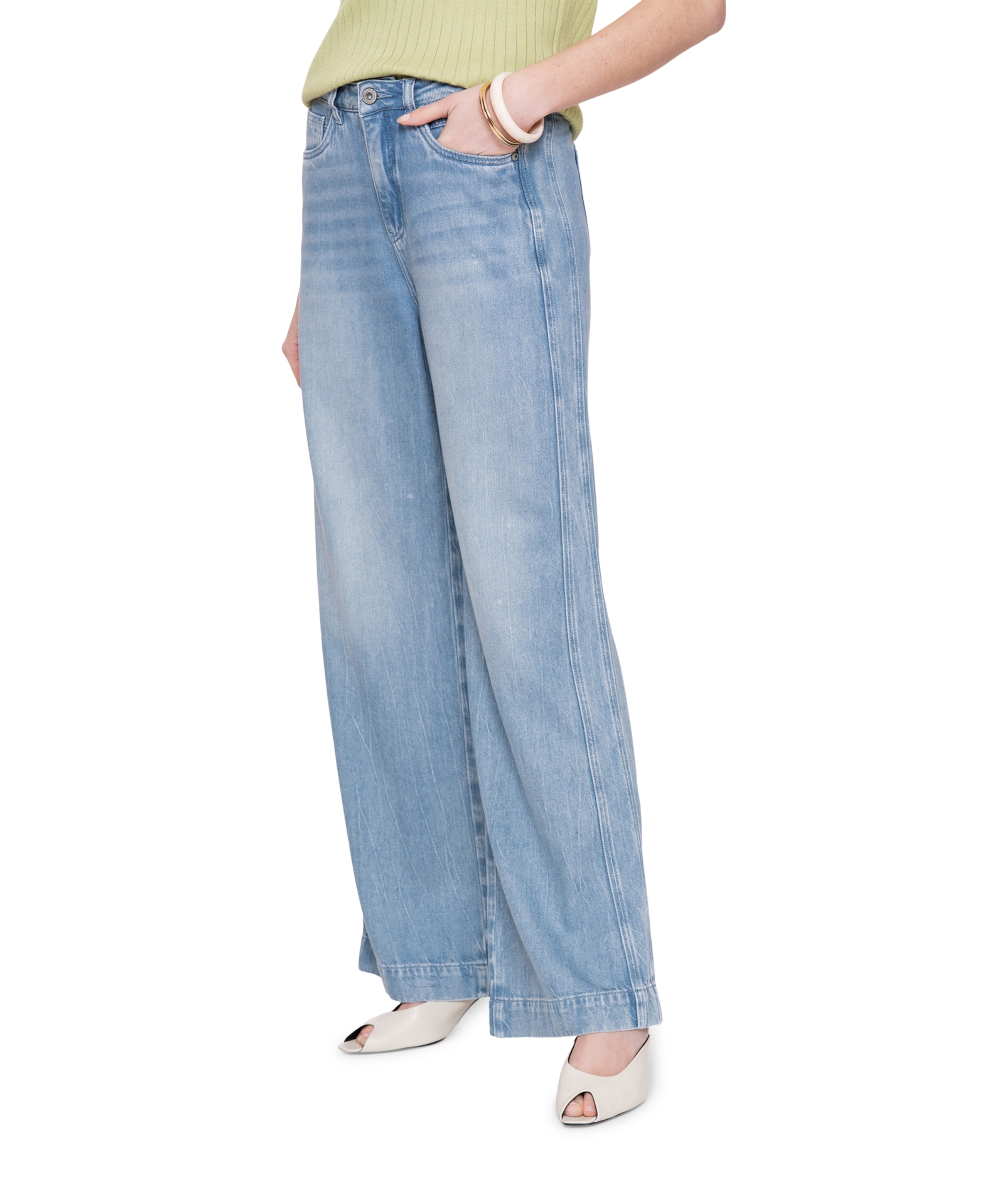 Geisha Wide soft wash dames jeans blauw