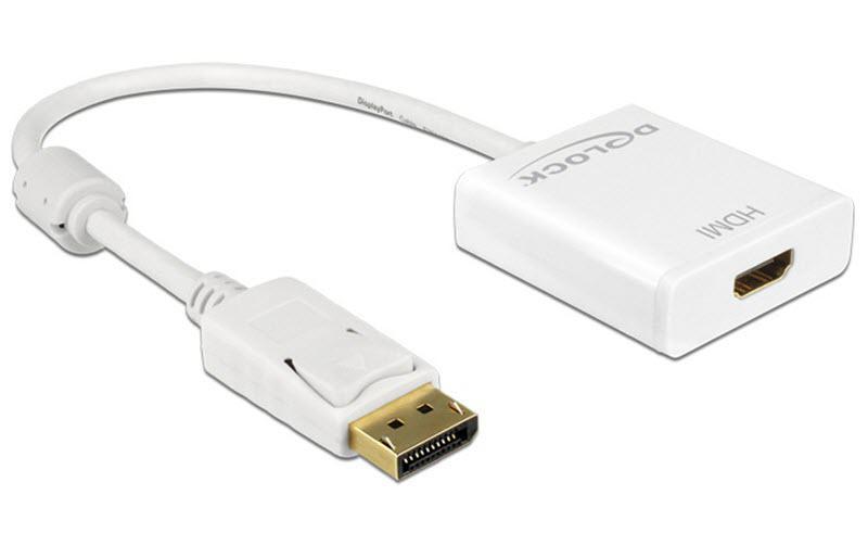 Konverter DP - HDMI WeissAdapterkabel, 4K DisplayPort-Stecker auf 4K HDMI-Buchse