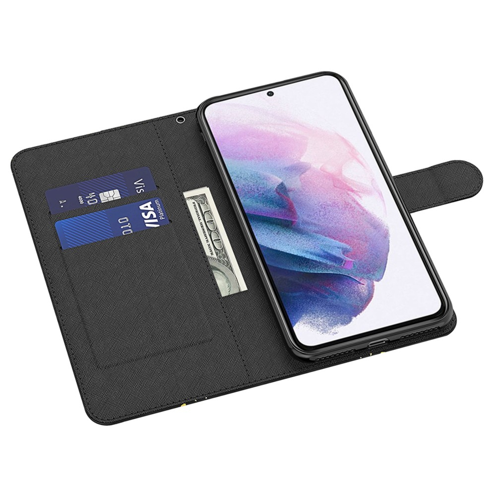 Samsung Galaxy A54 5G Leder Tasche mit Kartenfach   Handschlaufe - Blumen Mandala (Weiss)