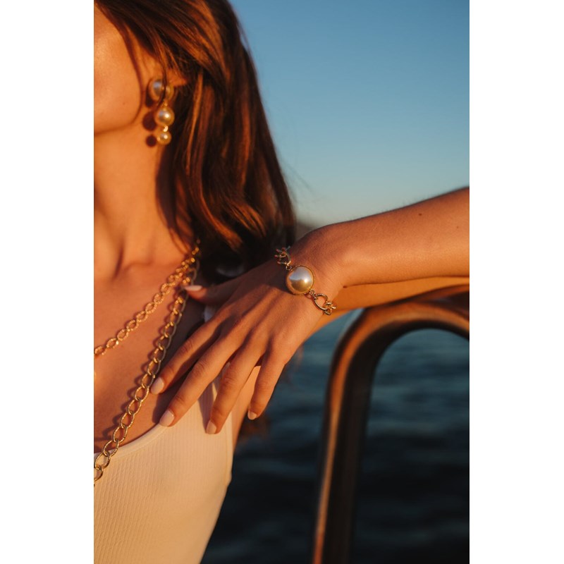 maxi bracelet perle doré à l'or fin - NÉLYA