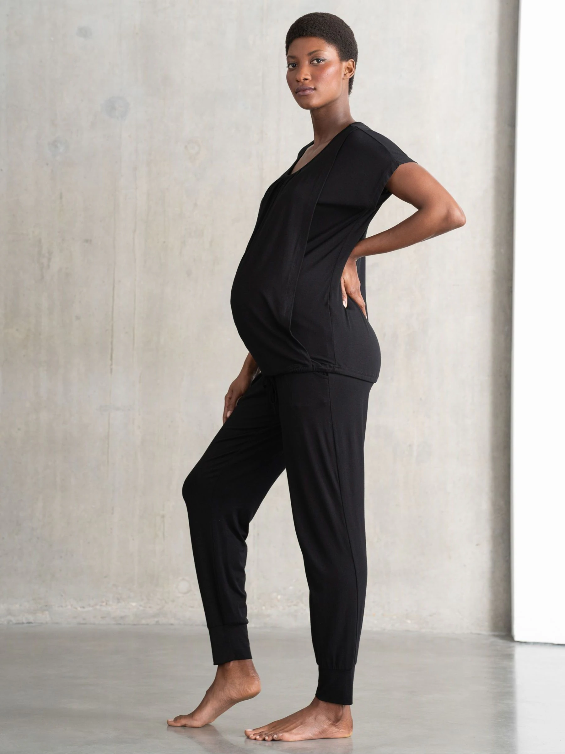 Zwart - Seraphine Loungewear Pyjama's Set voor zwangerschap en borstvoeding