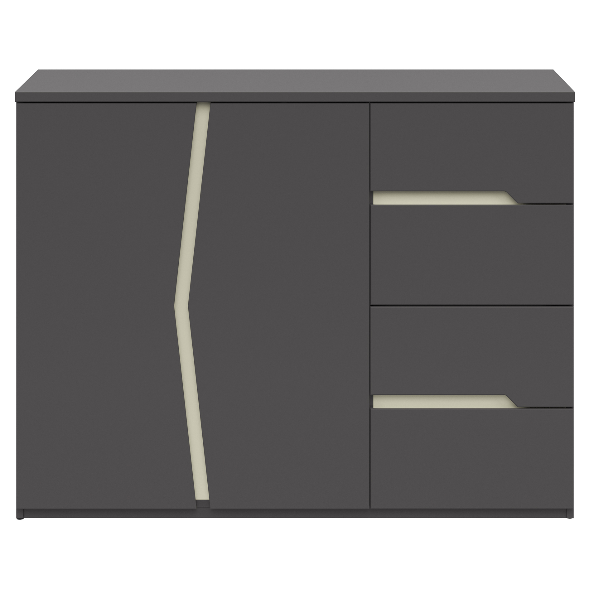 Kommode - kieselgrau-graphit - 124 cm