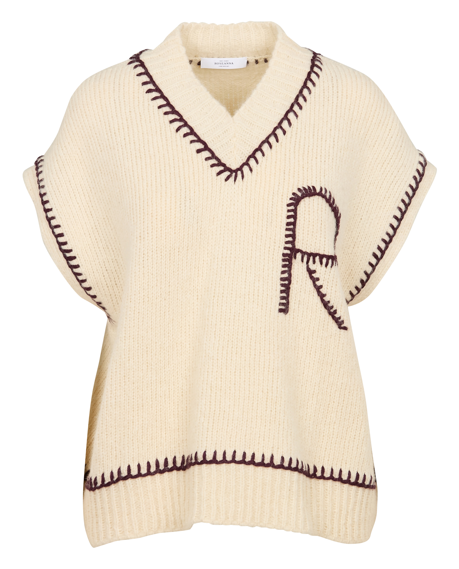 SANTIAGO - Pull ample sans manches en laine et coton | Beige