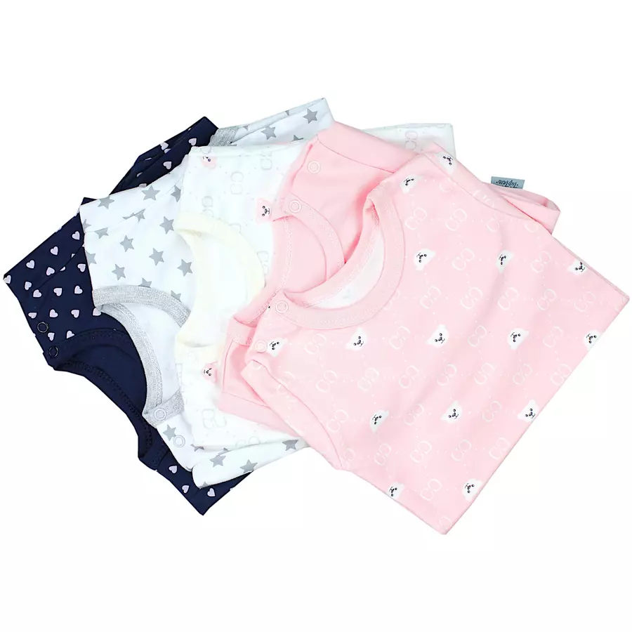 TupTam Mädchen Baby Body Langarm Unifarben 5er Pack rosa Modell 1