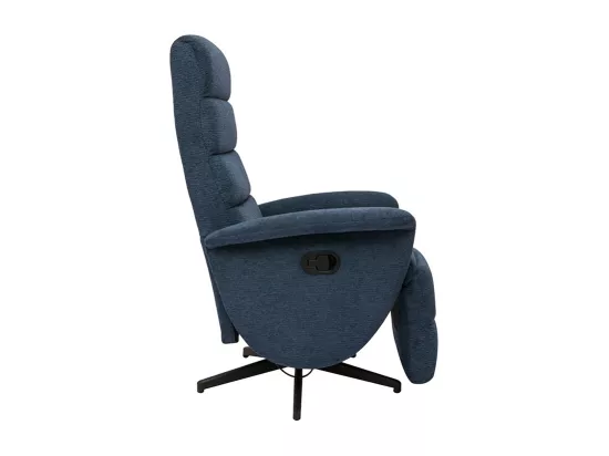 Fauteuil pivotant relax manuel en tissu chenille bleu foncé NELSON