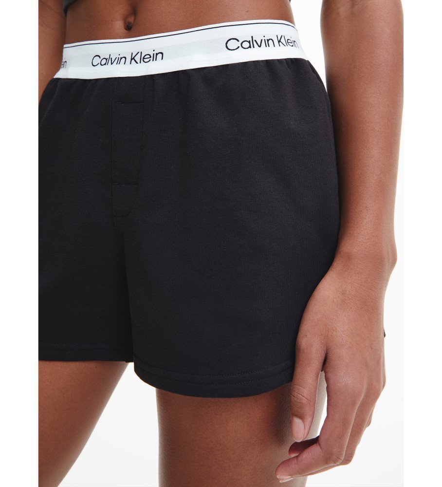 Calções de pijama pretos de algodão moderno da Calvin Klein