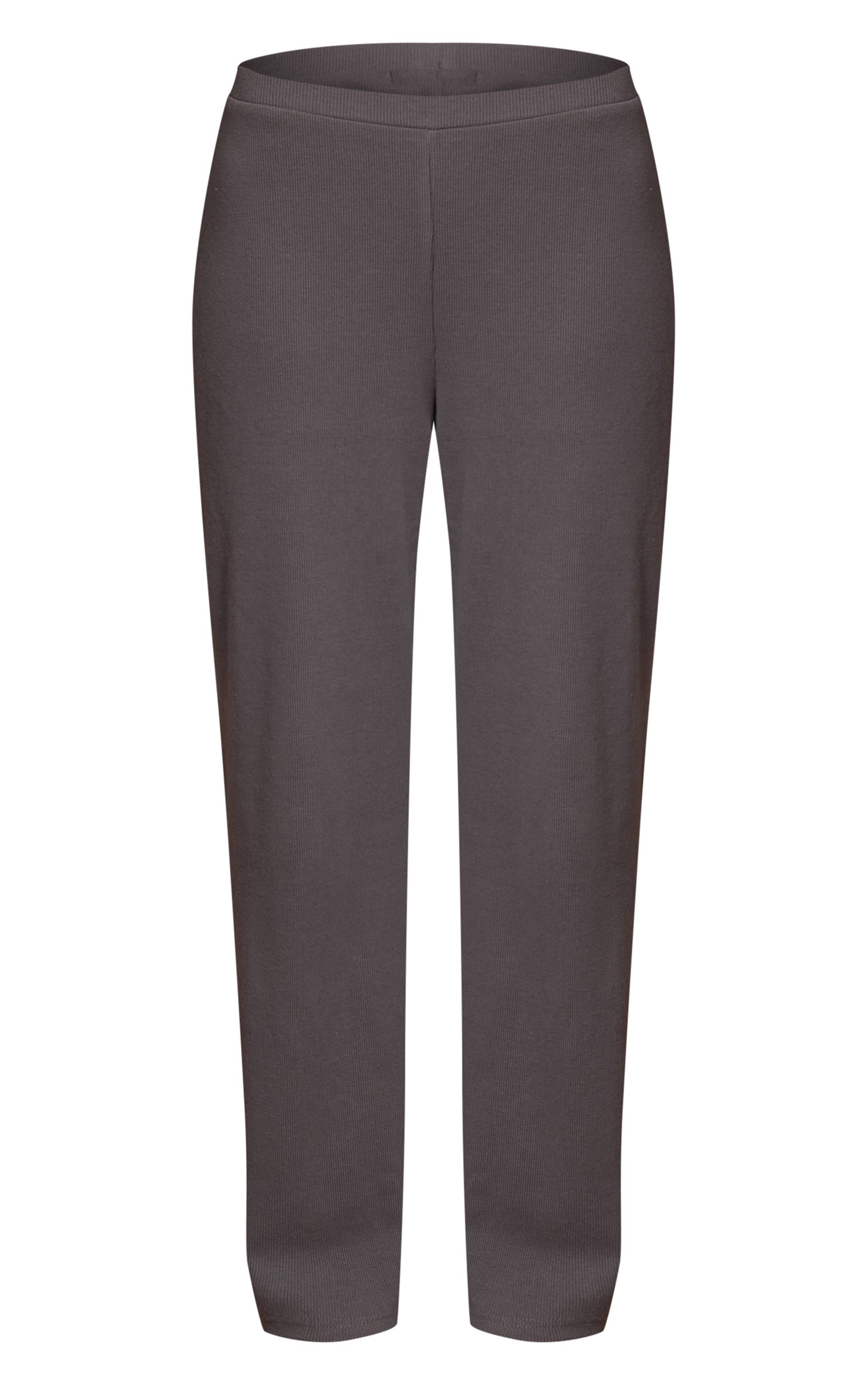 Charcoal Grey Pantalon Large Côtelé Brossé