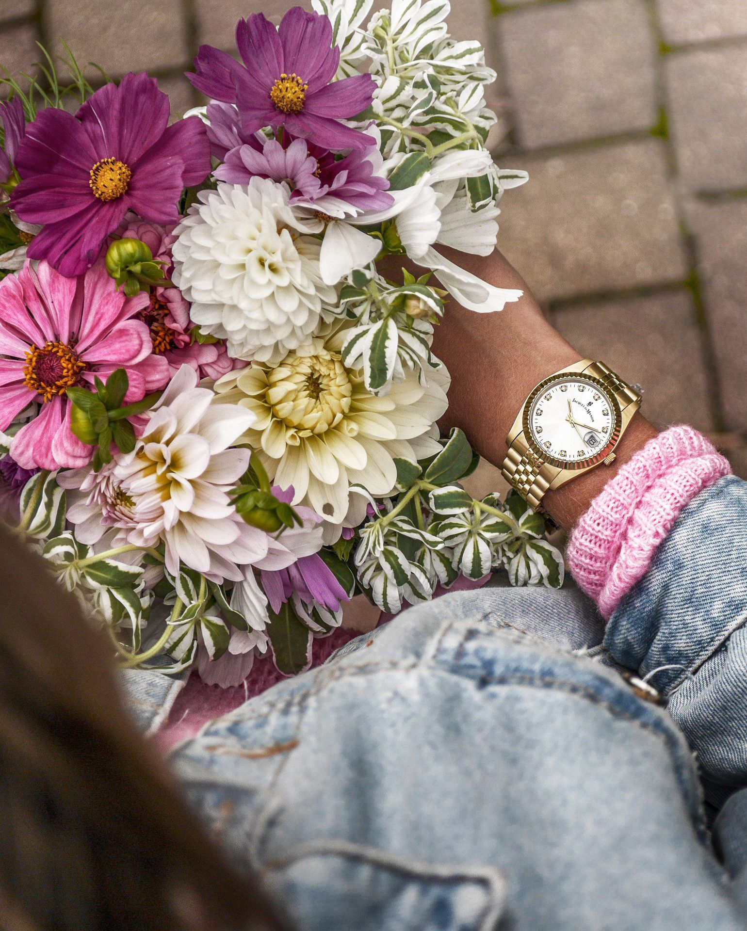 (Ø36mm) Swiss Made Inspiration Quarz Damen Armbanduhr Analog (Gelenkumfang 130-200mm) Roségold / Weiss
