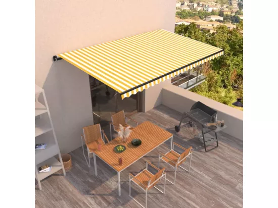 Auvent manuel rétractable 500x350 cm Jaune et blanc