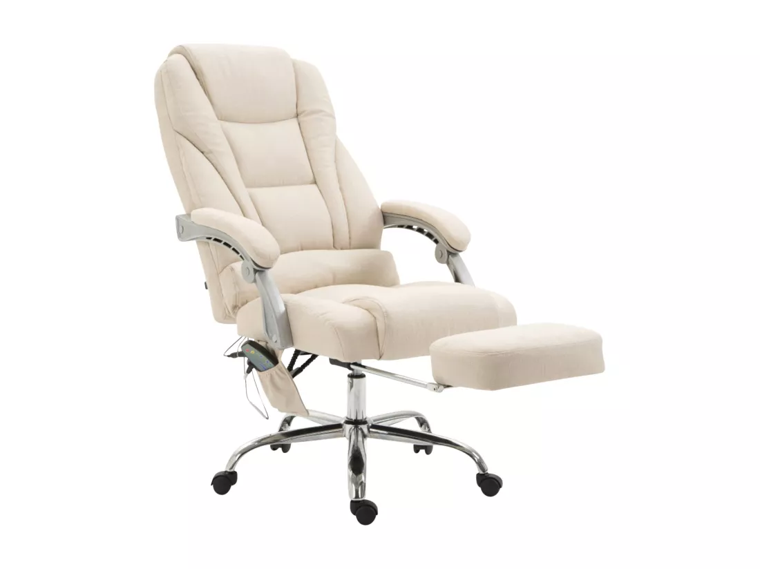 Chaise de bureau - Tissu & Métal chromé - Crème - Pacific