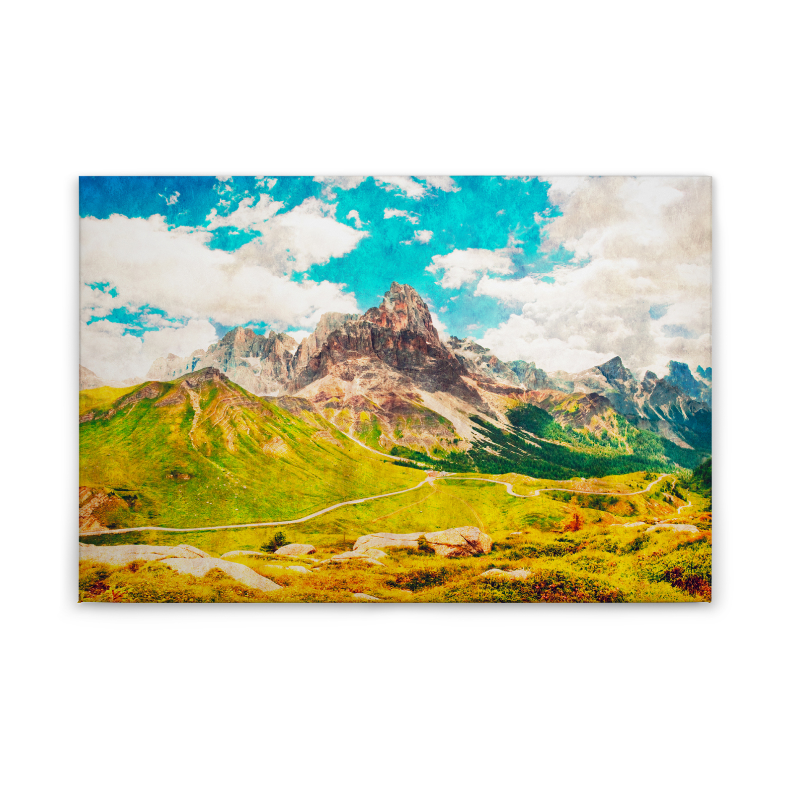 Leinwandbild BERGE - grün-blau - 90x60 cm