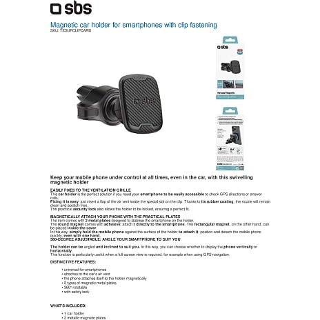 SBS Nevada magnetisk mobilholder til bilen