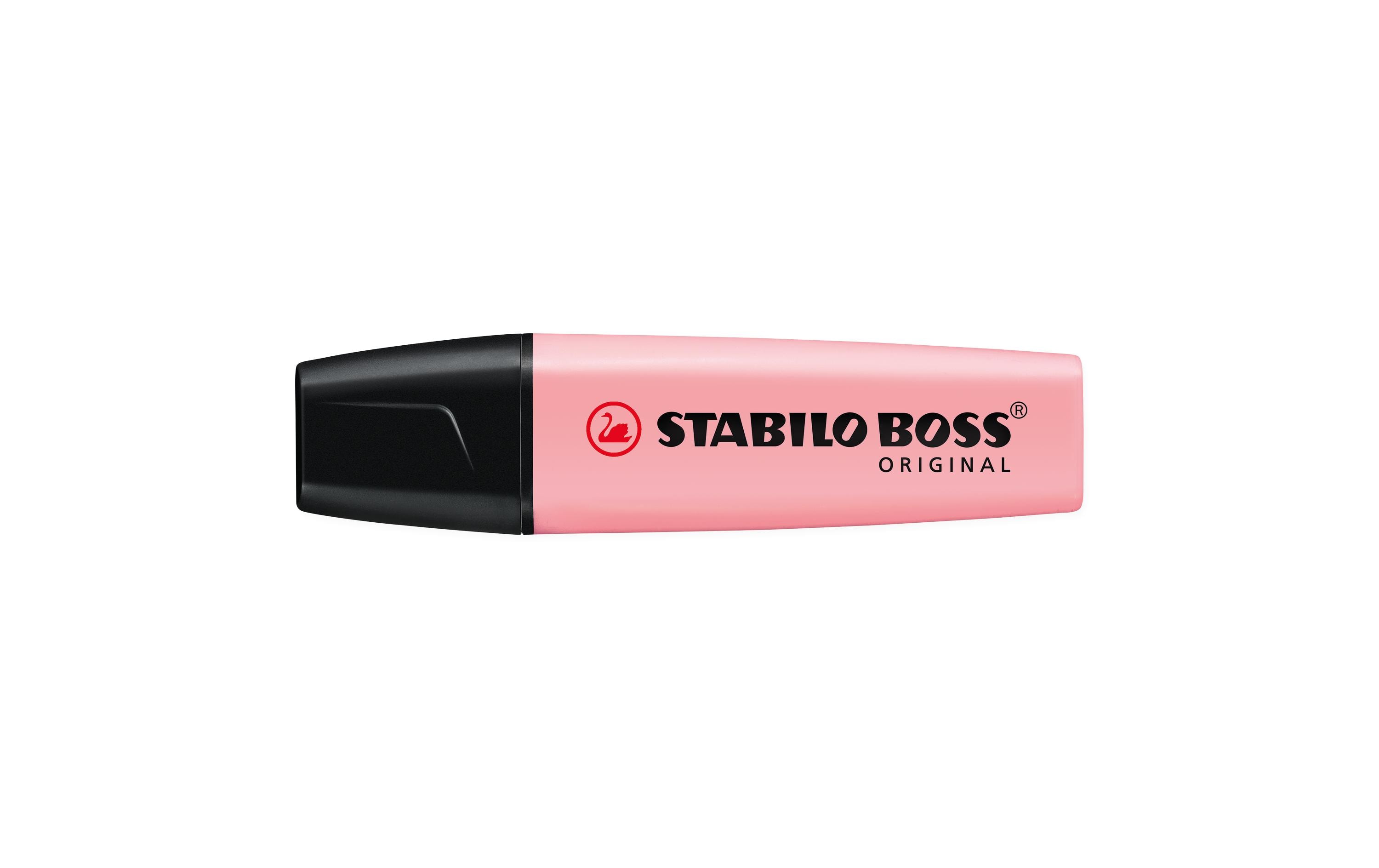 Textmarker Boss Pastell RosaTextmarker mit Universaltinte auf Wasserbasis für alle Papiere
