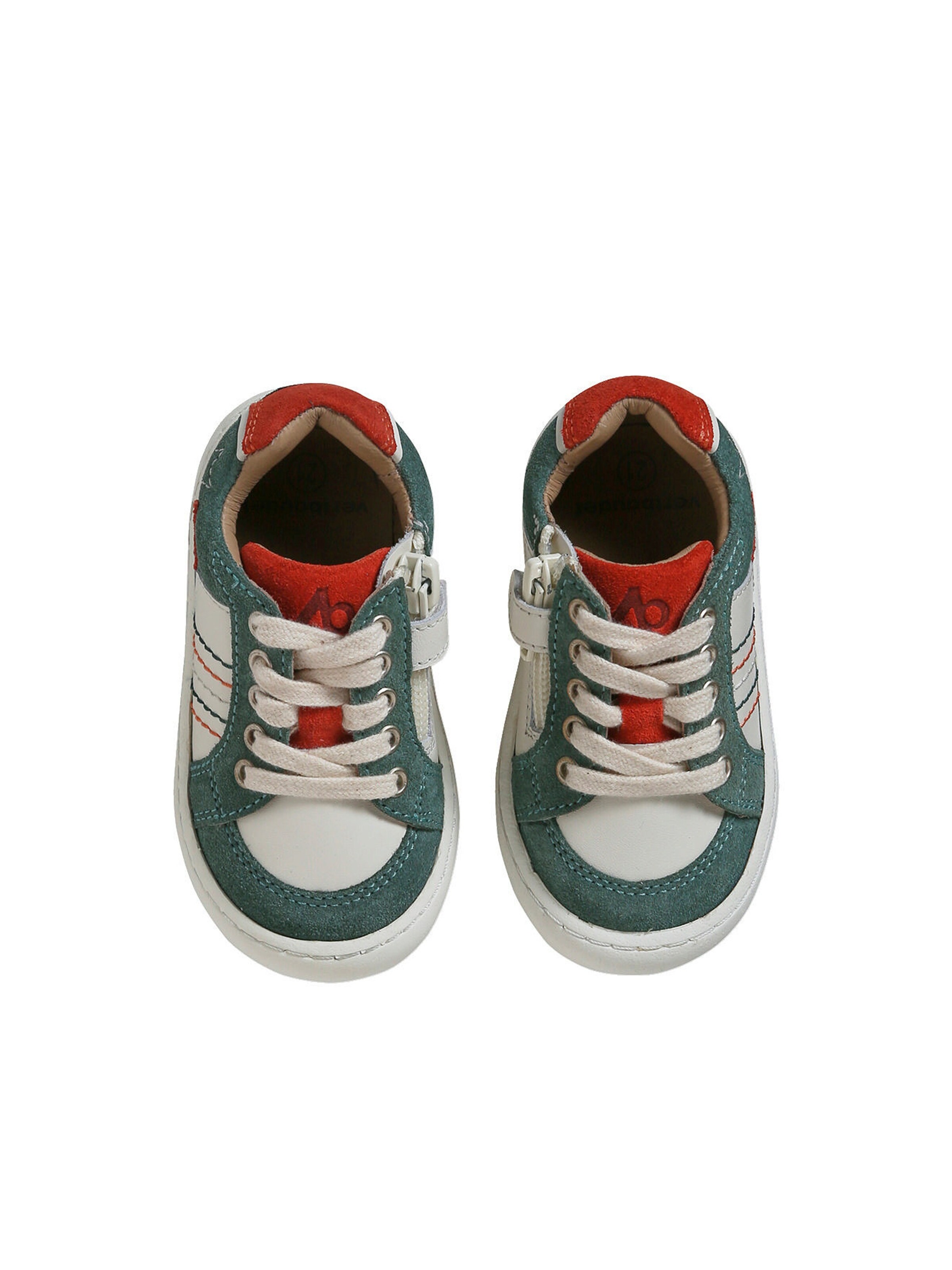 Vertbaudet Baby Sneakers mit Reißverschluss creme/grün