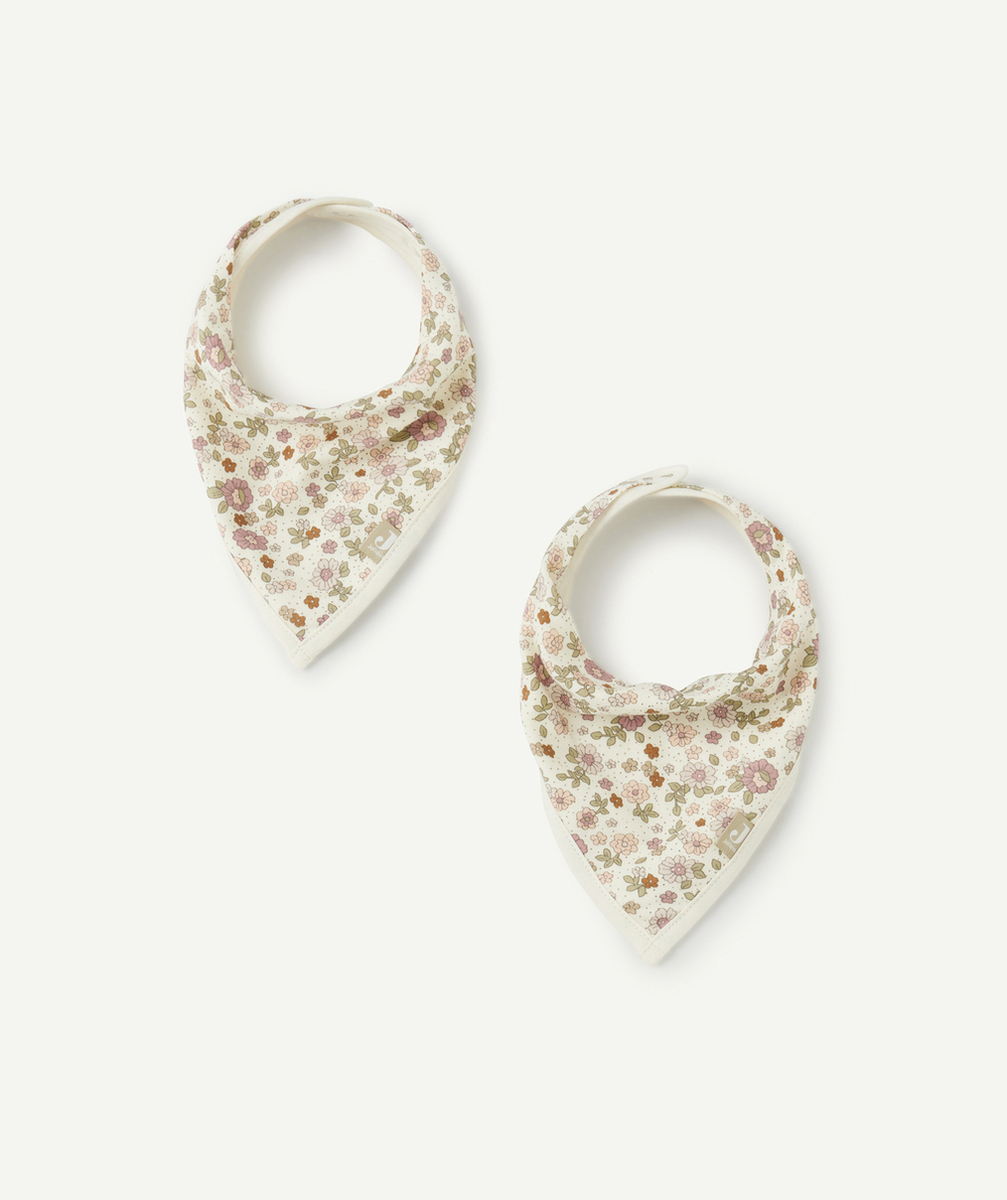 JOLLEINLOT DE 2 BAVOIRS BANDANA EN COTON IMPRIMÉ FLEURS RÉTRO