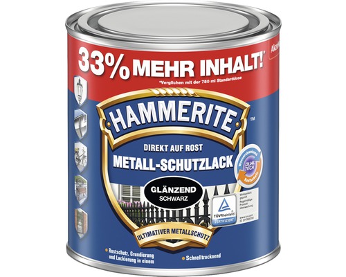 Hammerite glanzende metaalbeschermlak, 1 liter, zwart