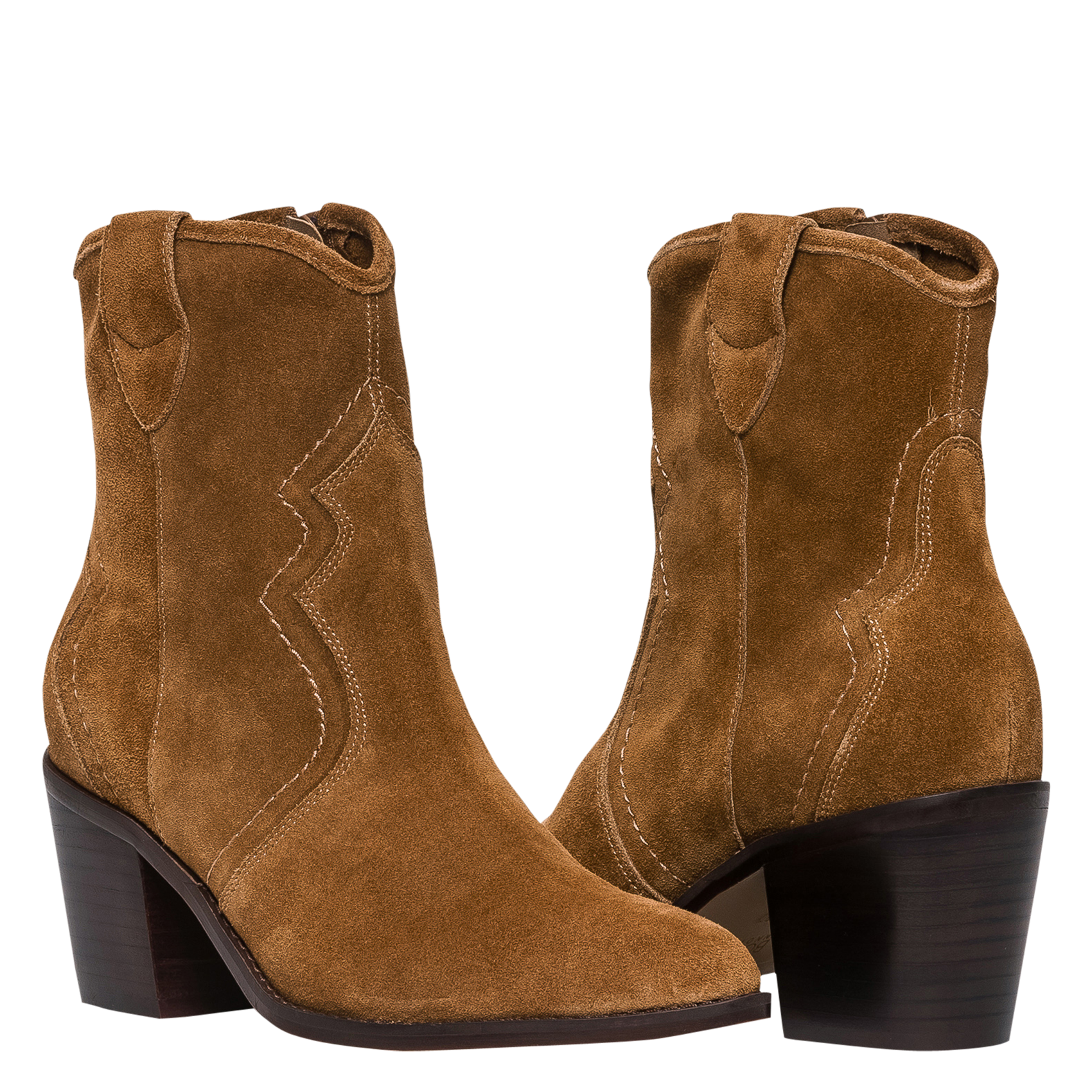 MAELLE - Boots en cuir velours | Marron