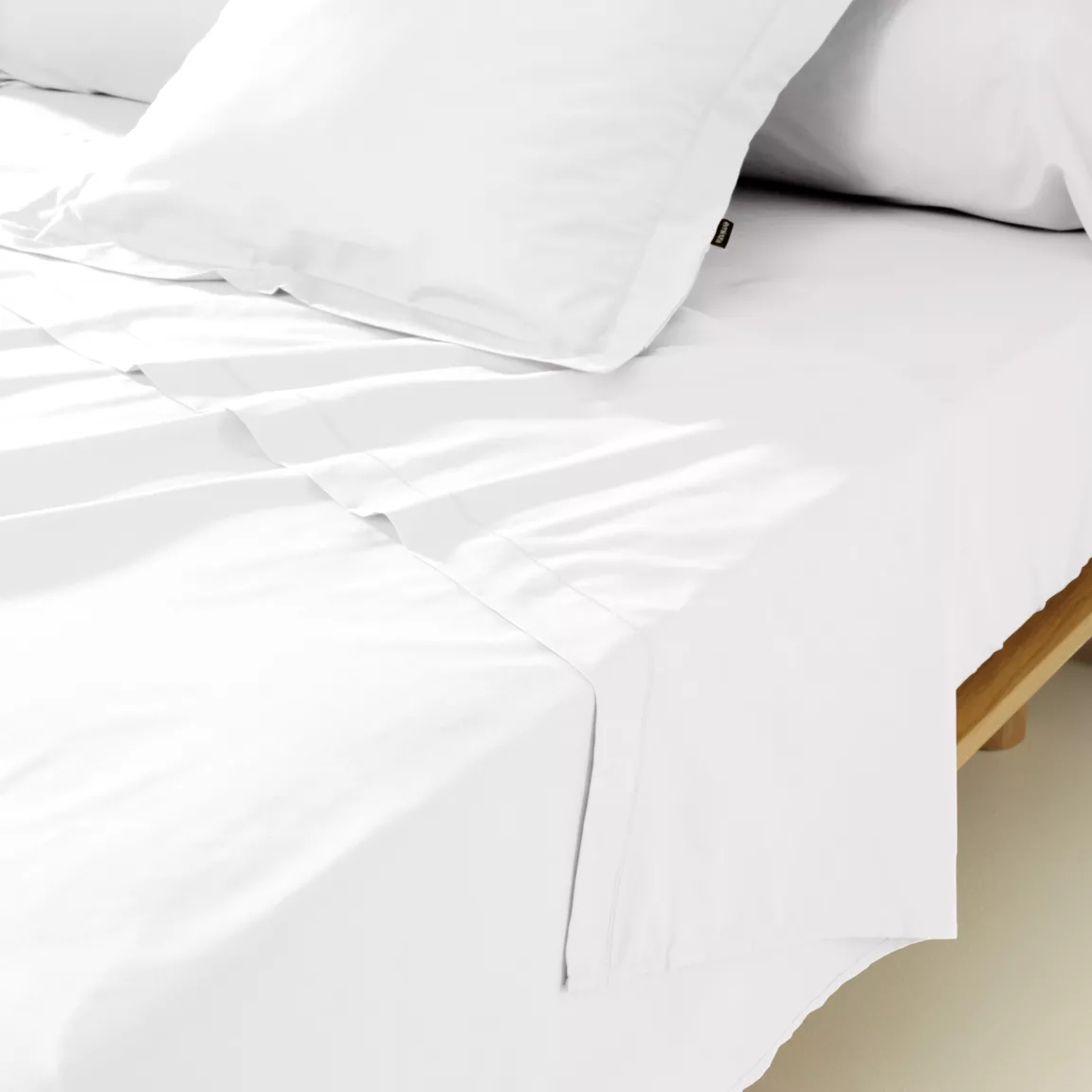 Drap plat percale de coton (240 x 300 cm) Cali Blanc