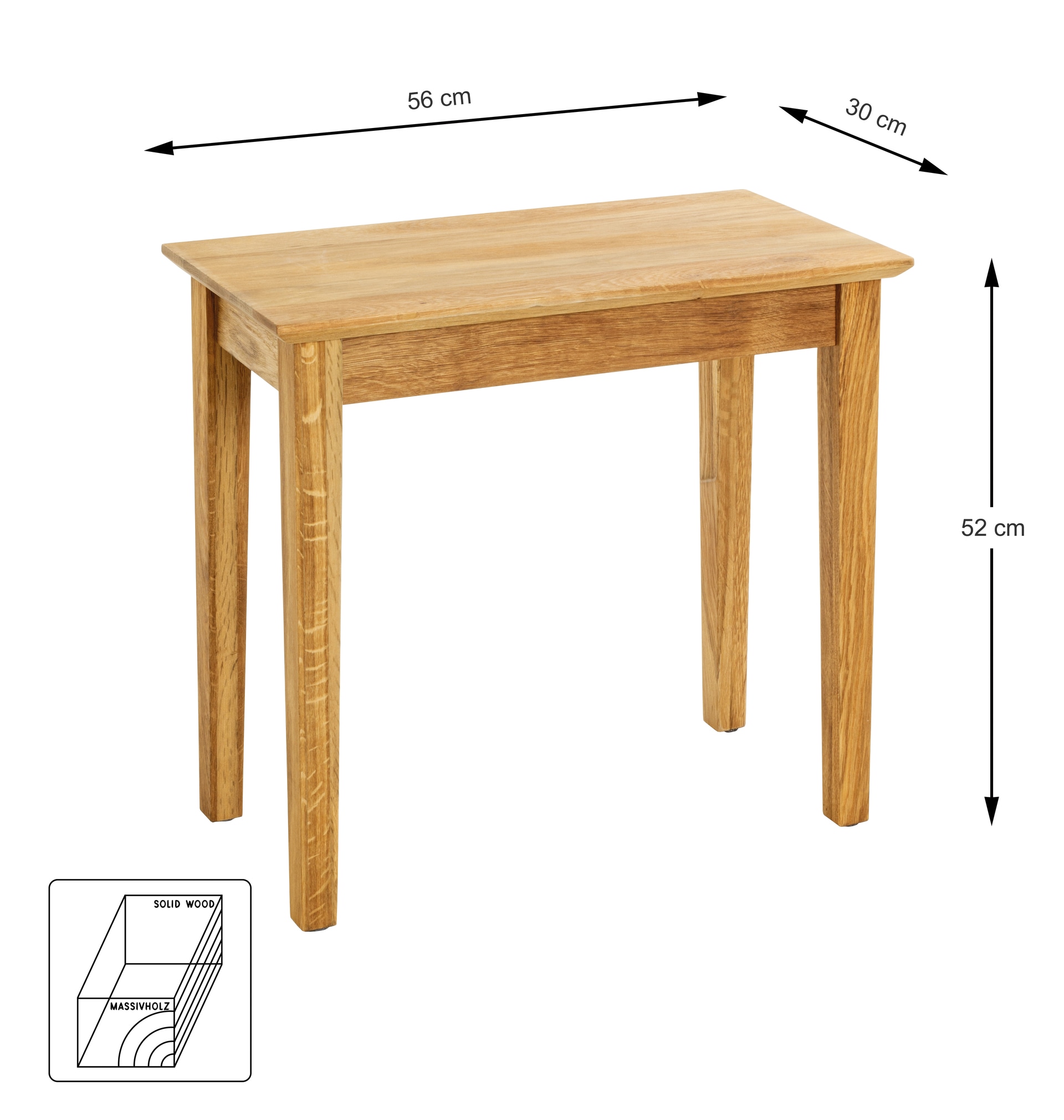 Beistelltisch 56 x 52 cm Eiche massiv braun