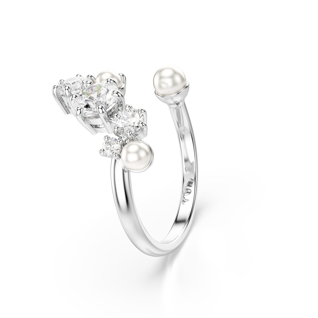 Swarovski Constella Offener Ring Kristallperle Weiss rhodiniert