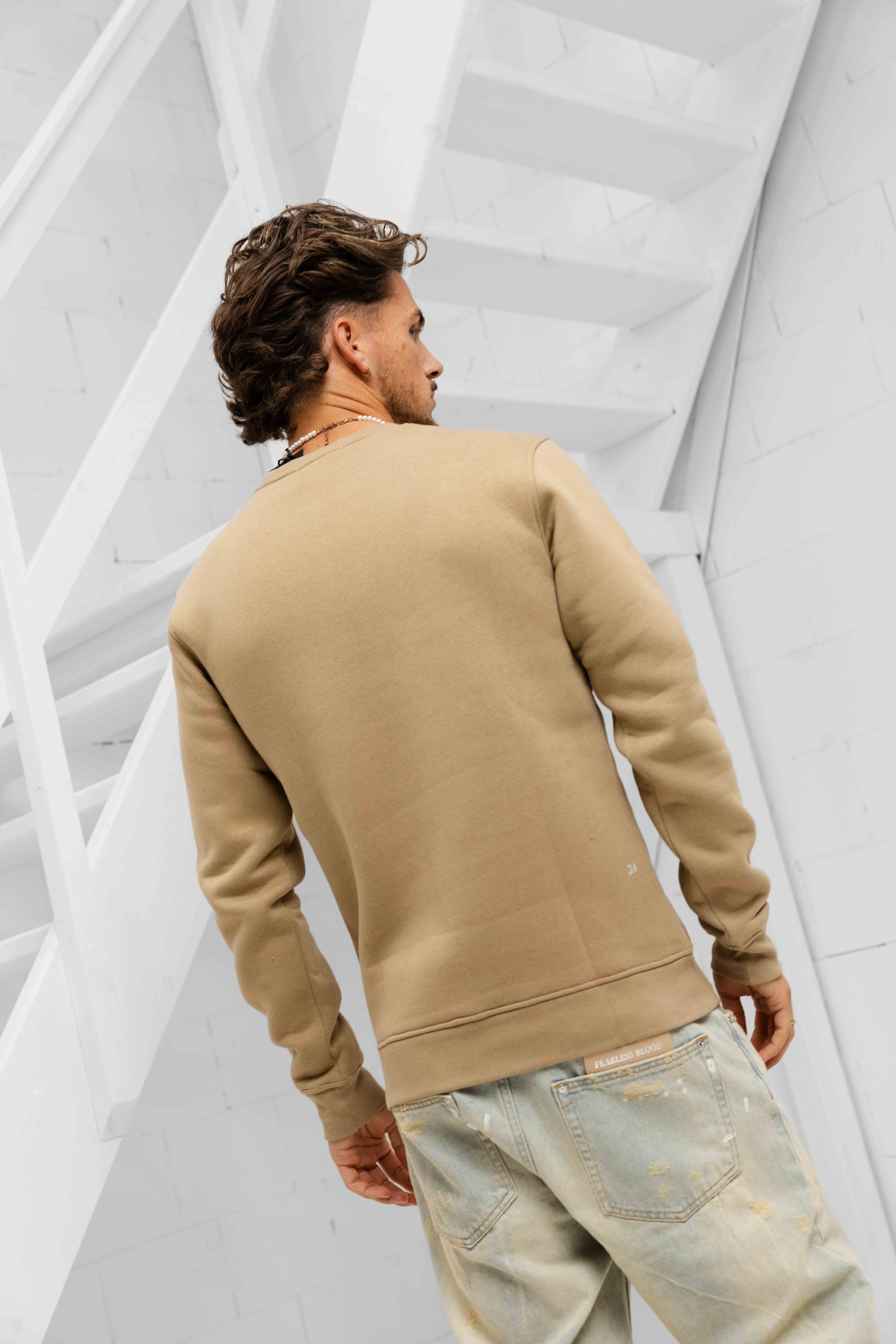 24 Uomo Logo Basic Sweater Heren Army