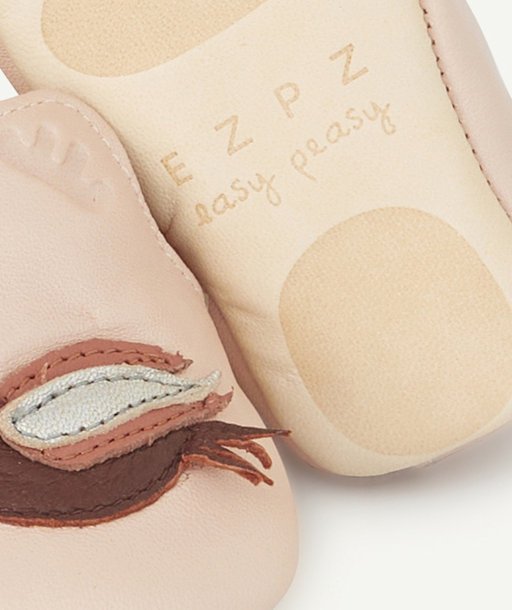 EASY PEASYCHAUSSONS EN CUIR ROSE AVEC OISEAU