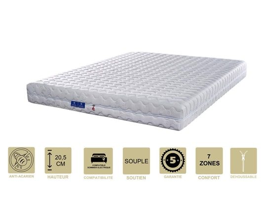 PROVENCE LITERIE - Lot de 2 Matelas 70x190 x 20,5 cm Souple + Oreiller Visco ...