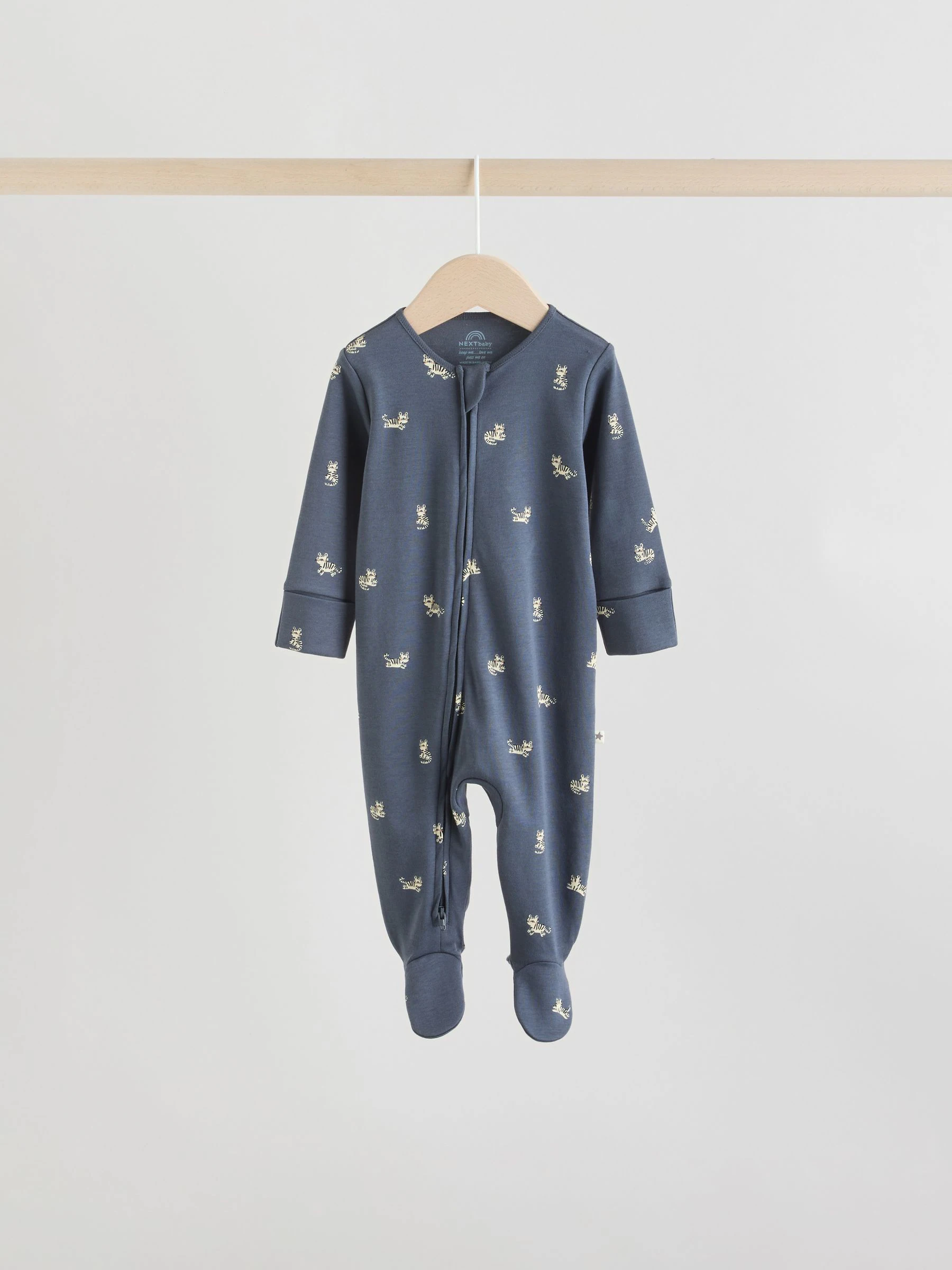 Mineraalblauw - 100% katoenen babyslaapzakjes met tweewegrits verpakking van 5 (0mnd -2jr)