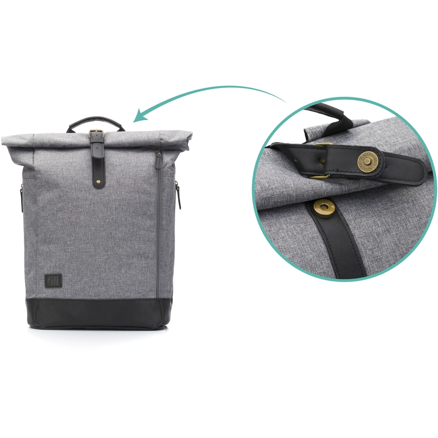 Fillikid Wickelrucksack Rolltop Berlin grau schwarz