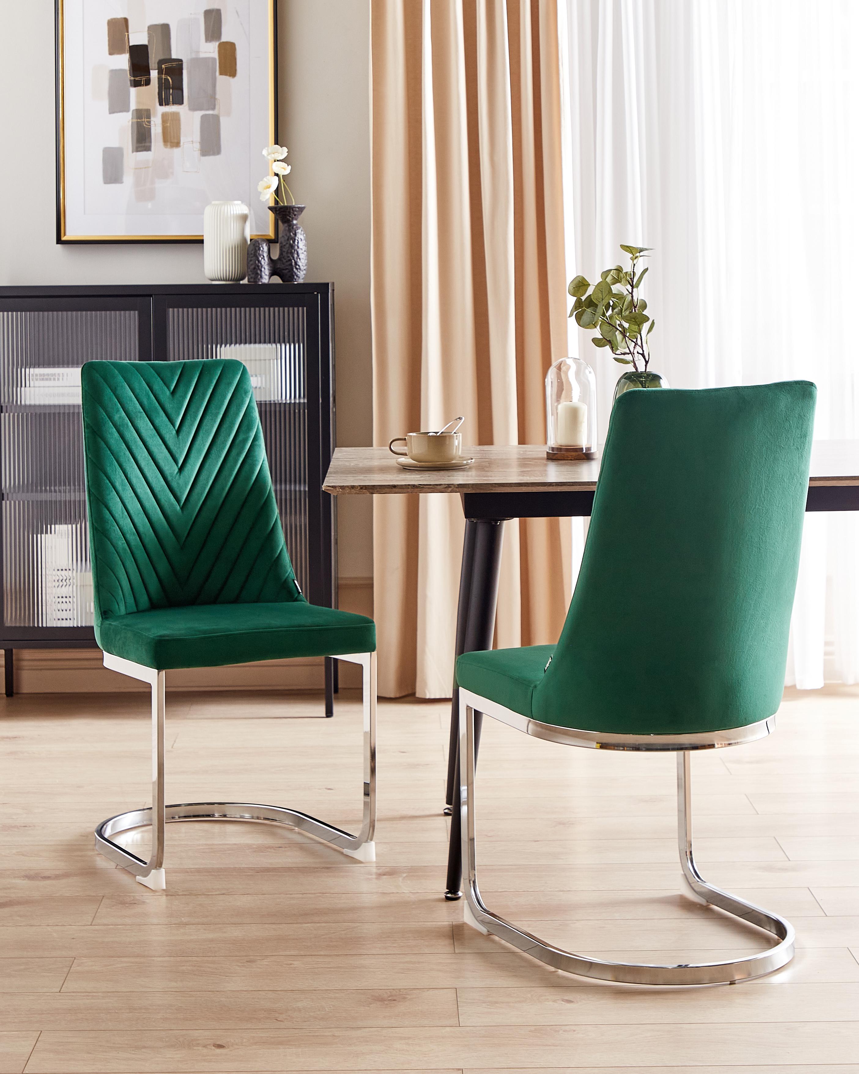 Set van 2 eetkamerstoelen ALTOONA Fluweel Smaragdgroen