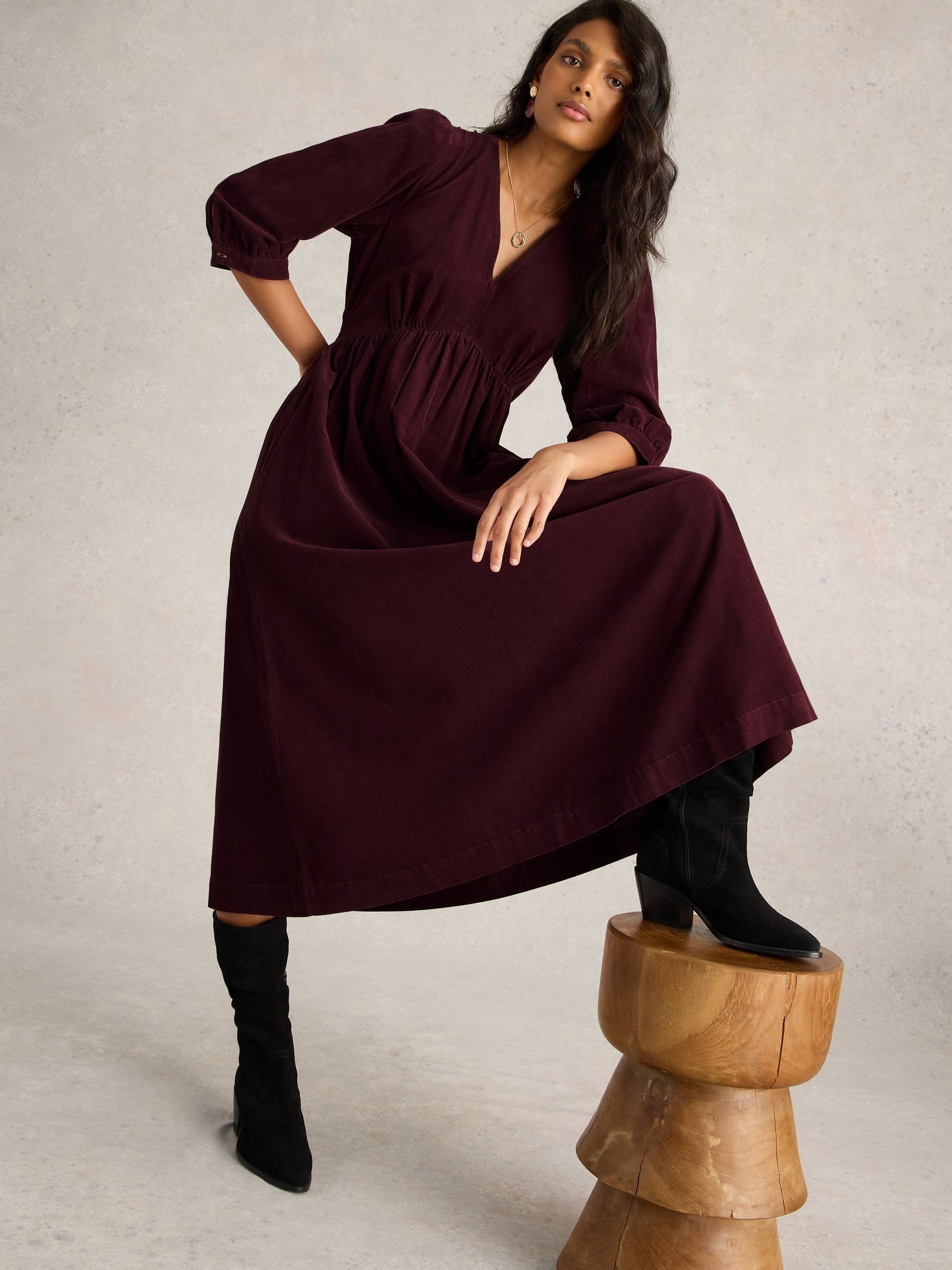 Marron - White Stuff Lucy corduroy jurk