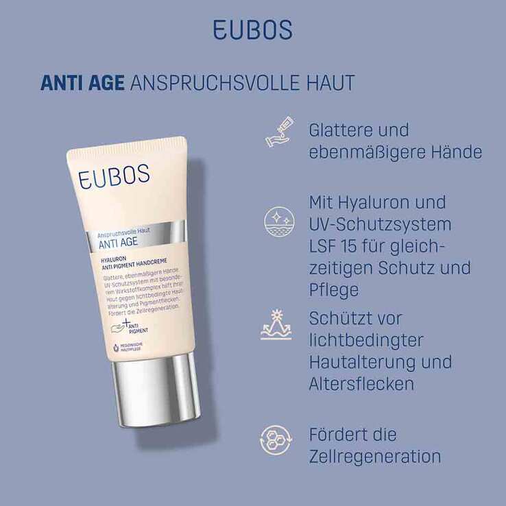 Eubos Anti-Age Hyaluron Anti-Pigment Handcreme LSF 15, 50 ml