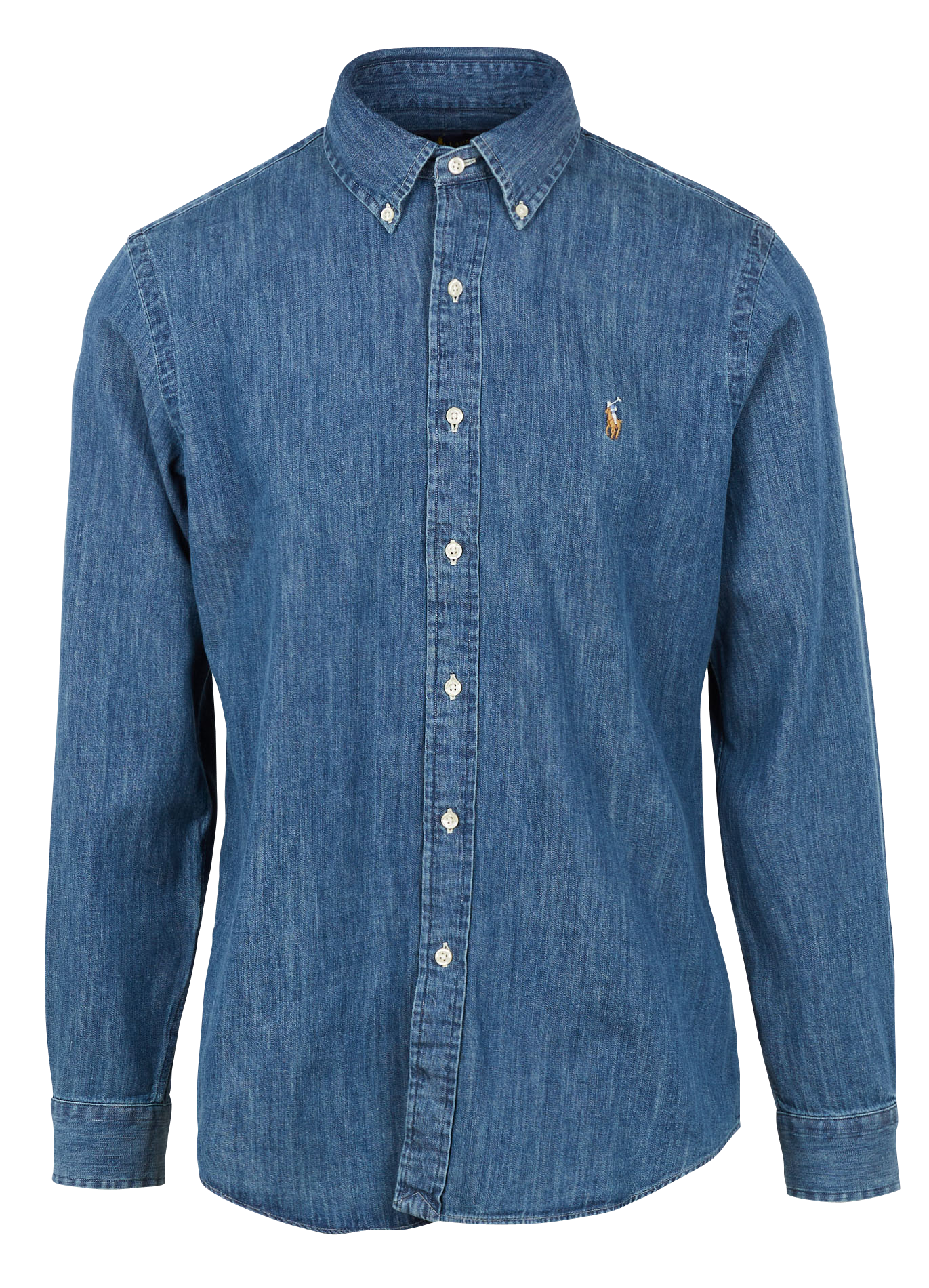 Chemise col américain regular-fit en jean | Bleu