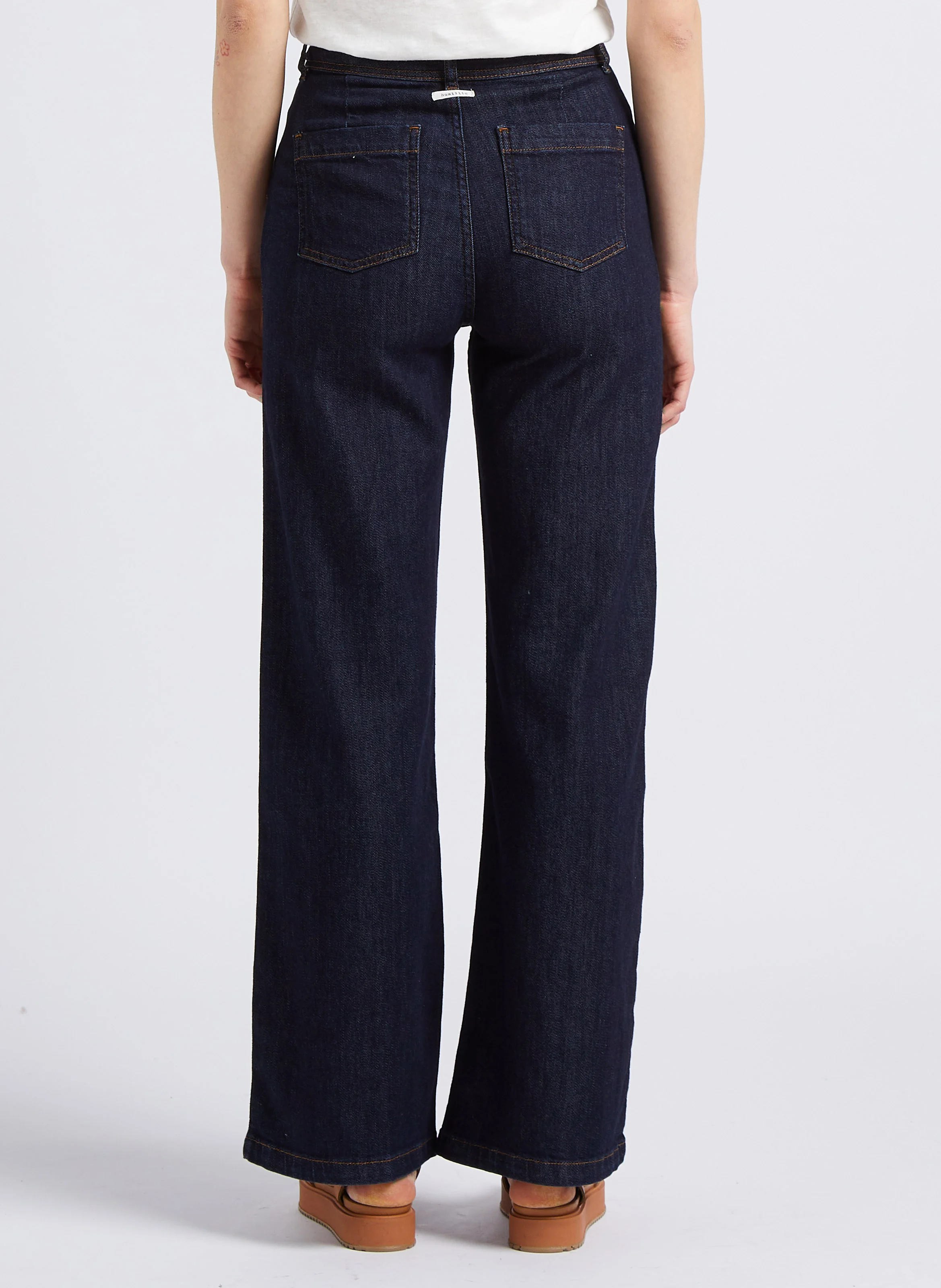 Jean flare en coton| Bleu