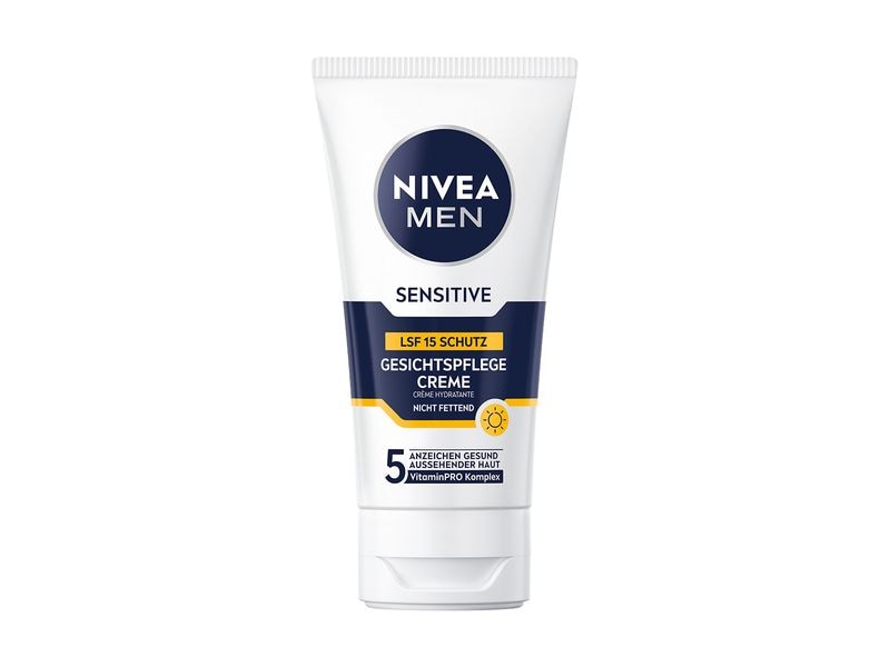 NIVEA MEN Gesichtscrème Sensitive LSF 15 75 ml Gesichtspflege mit Kamille-Extrakt reduziert Hautirritationen