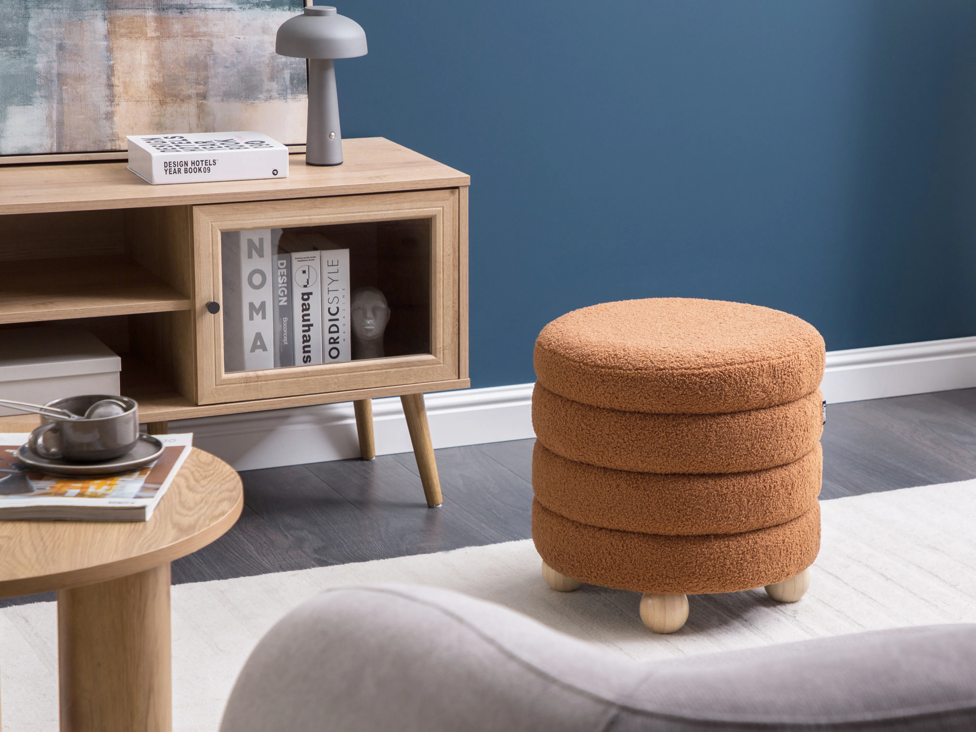 Poef CHILLY Bouclé Goudbruin
