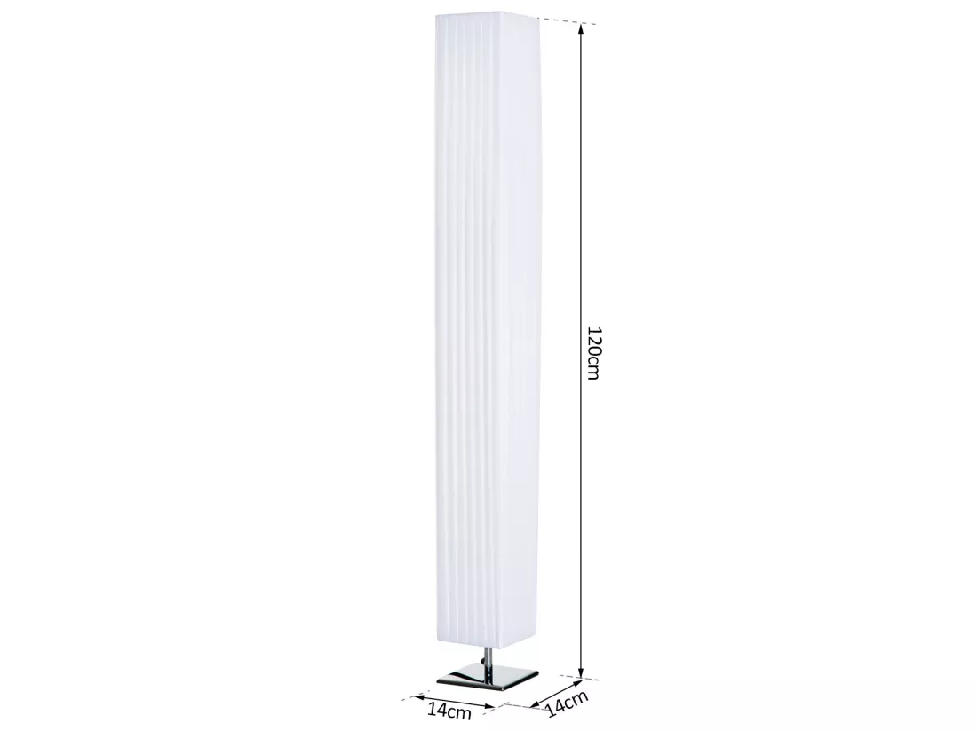 Lampe lampadaire colonne sur pied moderne lumière tamisée 40 W 14L x 14l x 120H cm inox blanc