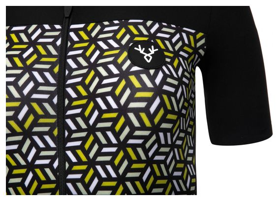 Maillot Manches Courtes Femme LeBram Croix de Fer Noir Jaune Coupe Ajustée