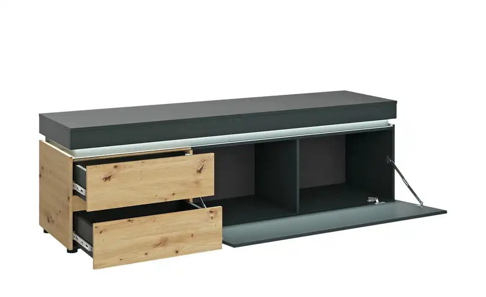 TV-Lowboard Luci Anthrazit, Eiche Artisan (Nachbildung) 181 cm