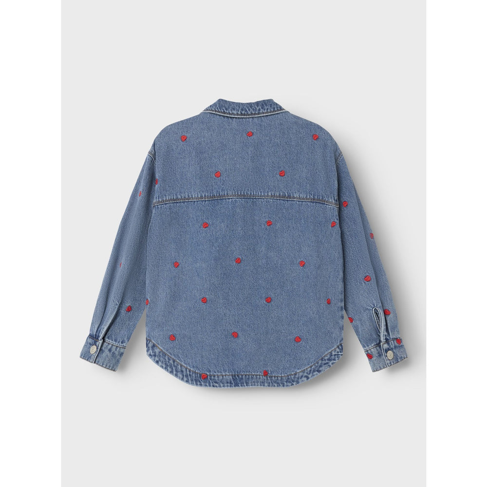 Køb Name It Medium Blue Denim Heart Mandy Denim Embroidery Jakke