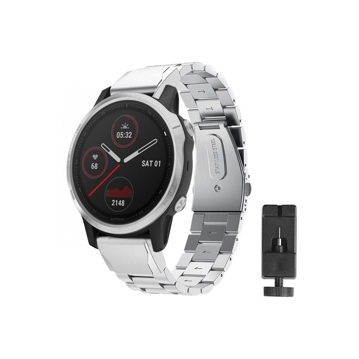 Rustfritt stål armbånd Garmin Fenix 7 - sølv