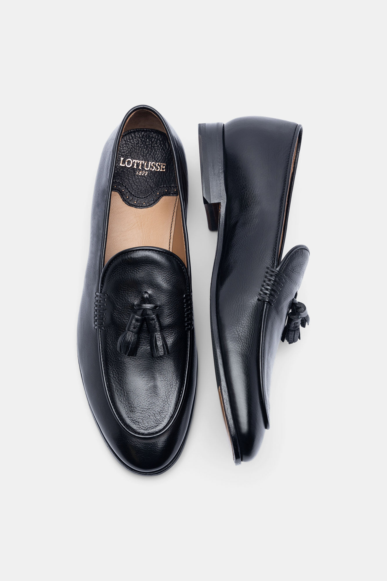 Mocassins de couro bovino escovado preto - Preto